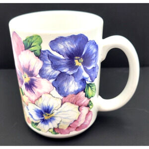 Potpourri Field of Pansies Coffee Mug Vintage 1995 14 oz 4.5" J Burns